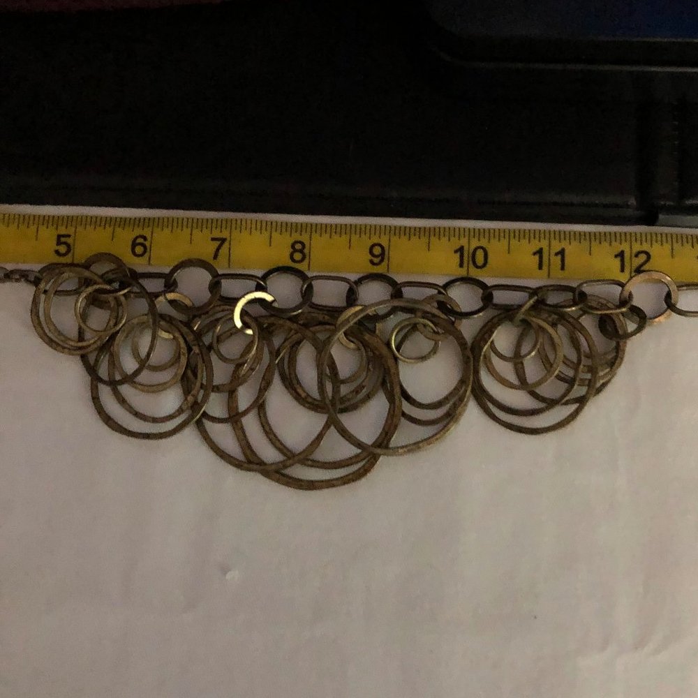 Unique Nested Circles Gold Tone Statement Necklace - Picture 8 of 10